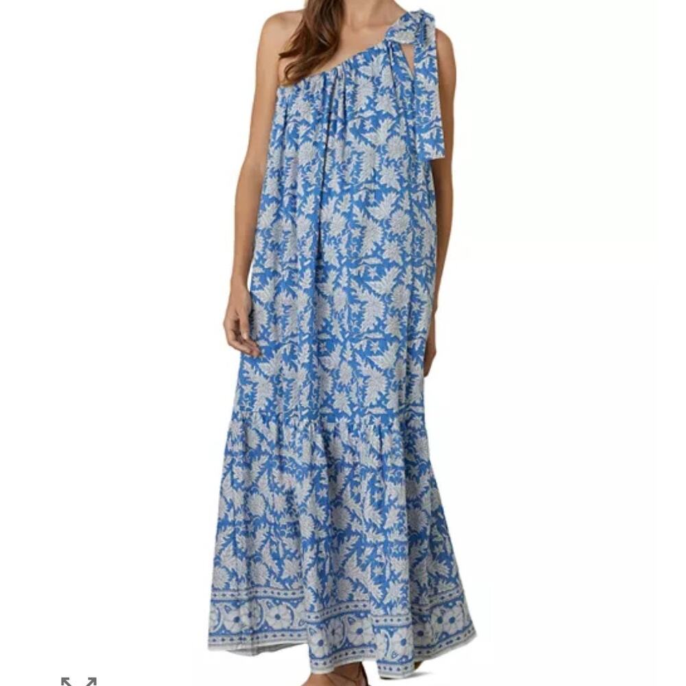 Velvet by Graham Spencer Joanna Floral One Shoulder Cotton Maxi Dress M NWT